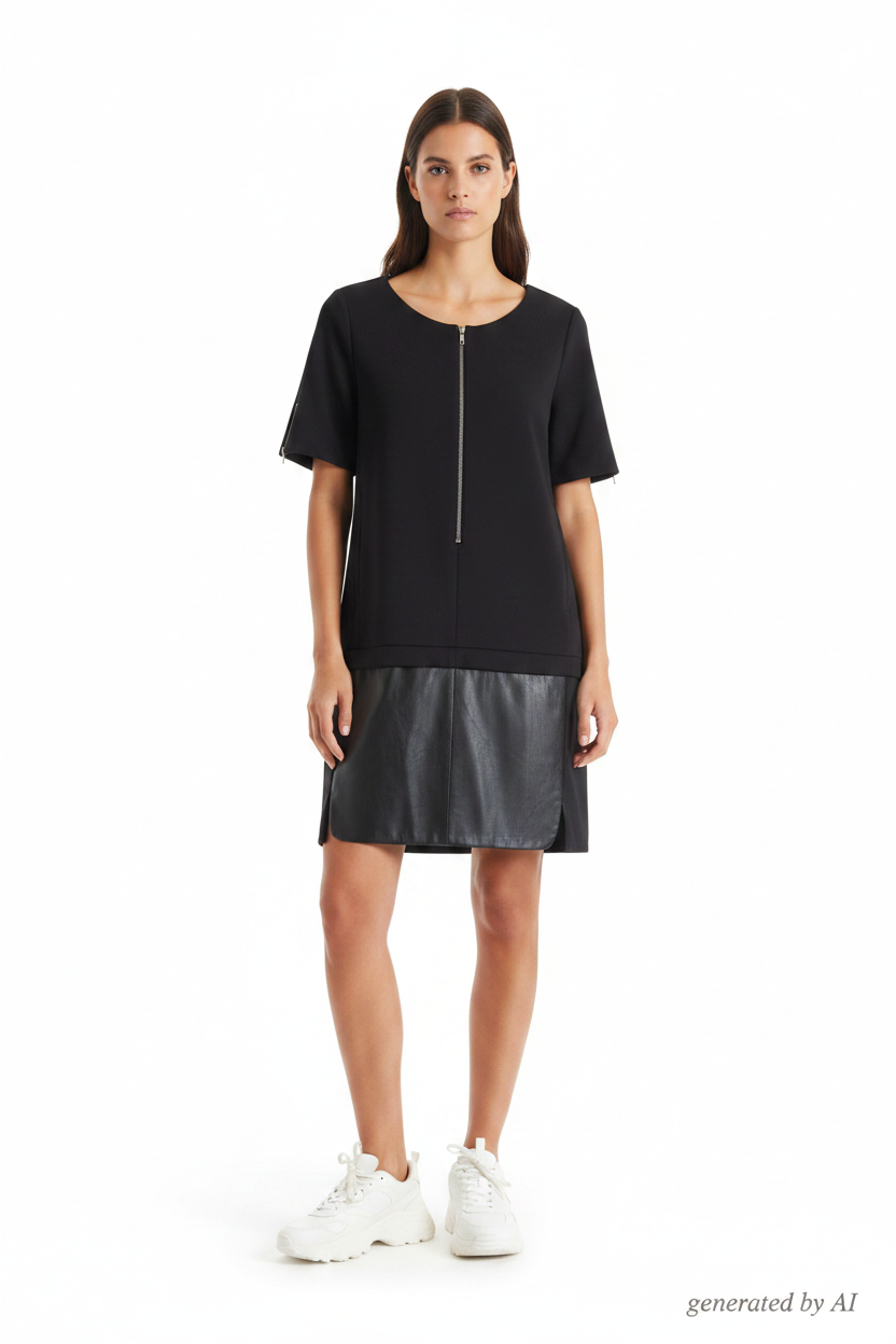 Robe The Kooples Sport noire bimatière seconde main T36 — Epok Label
