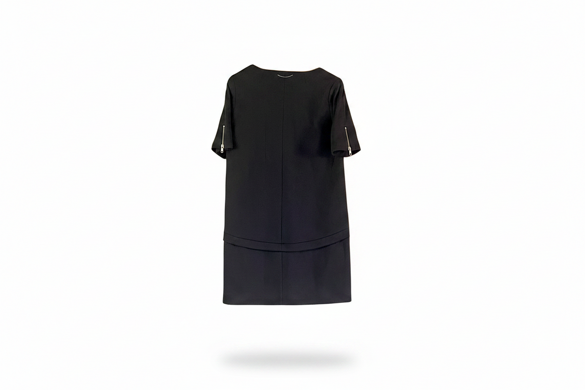 Robe The Kooples Sport noire bimatière vue complète de dos seconde main T36 — Epok Label