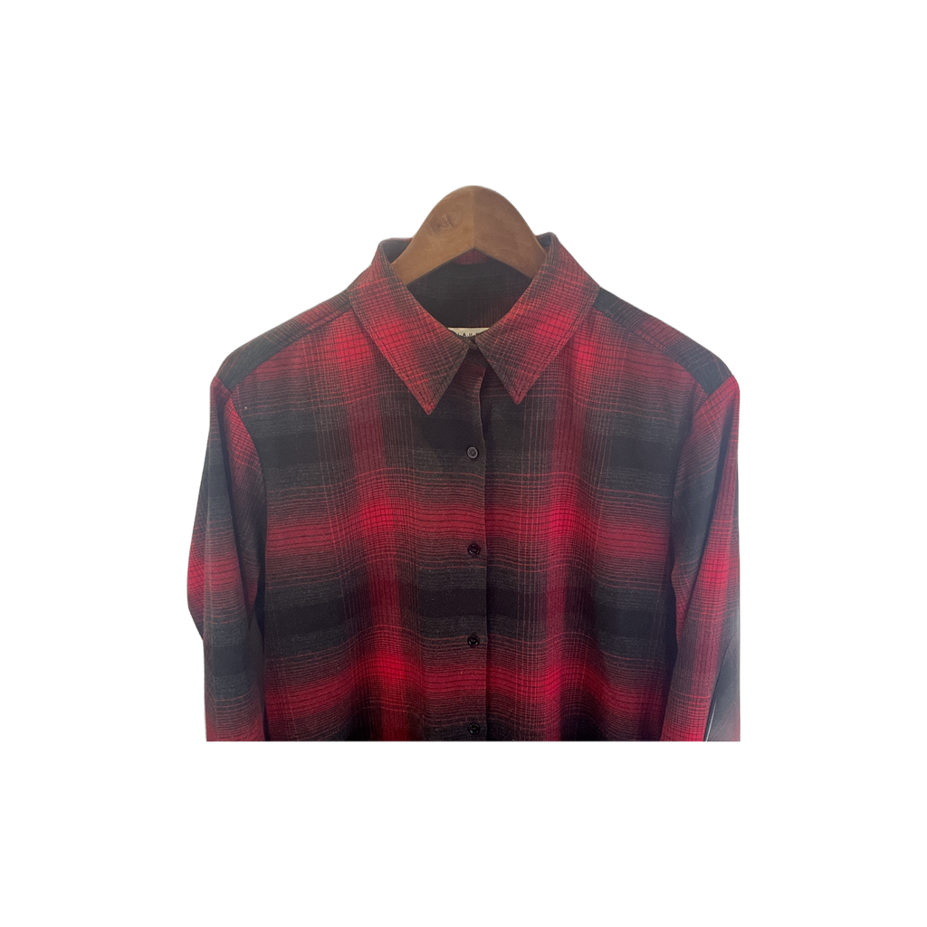 Robe chemise Claudie Pierlot femme T36 détail — carreaux noir rouge tartan manches longues renforts coudes — seconde main parfait état — Epok Label