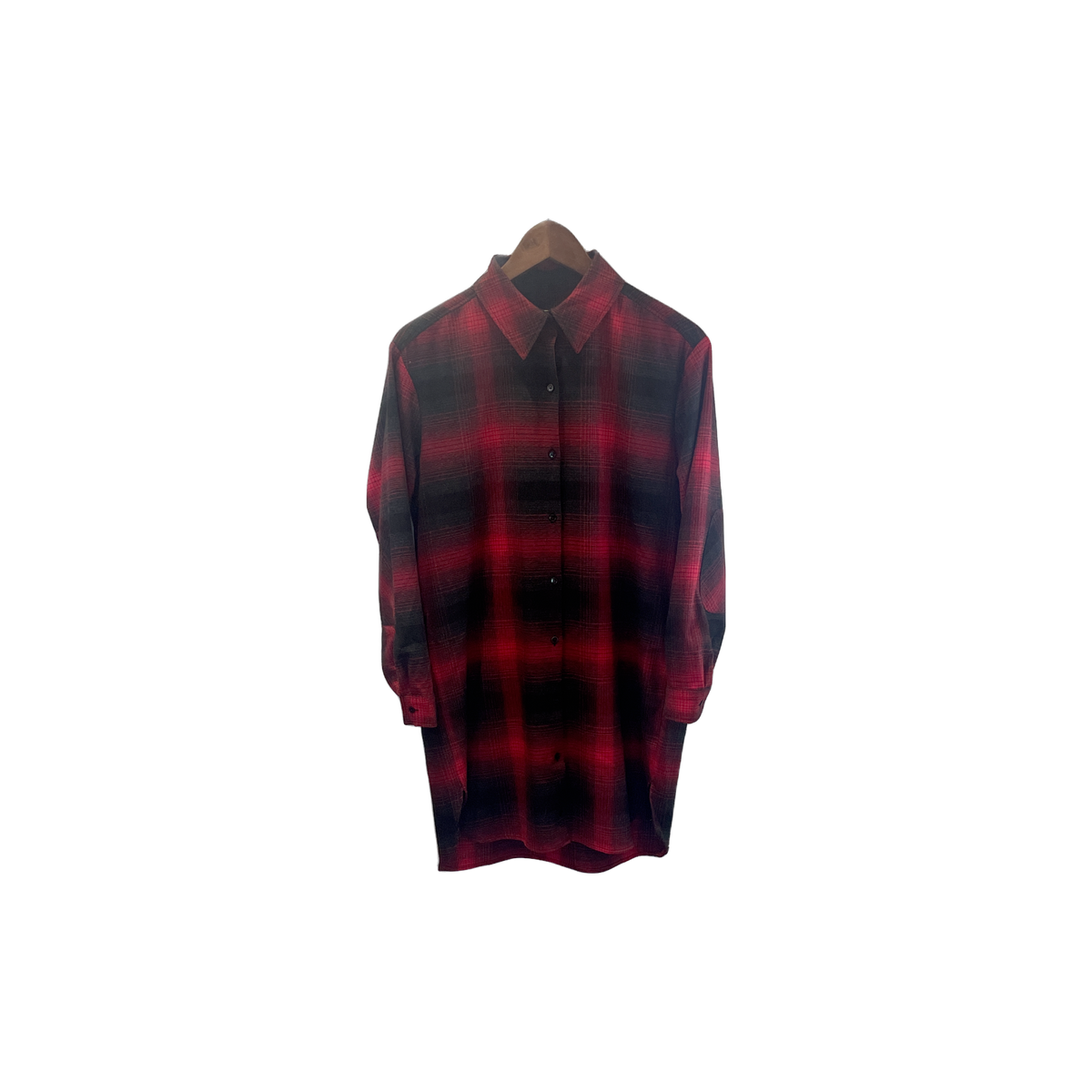 Robe chemise Claudie Pierlot femme T36 face — carreaux noir rouge tartan manches longues renforts coudes — seconde main parfait état — Epok Label