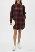 Robe chemise Claudie Pierlot femme T36 recto — carreaux noir rouge tartan manches longues renforts coudes — seconde main parfait état — Epok Label