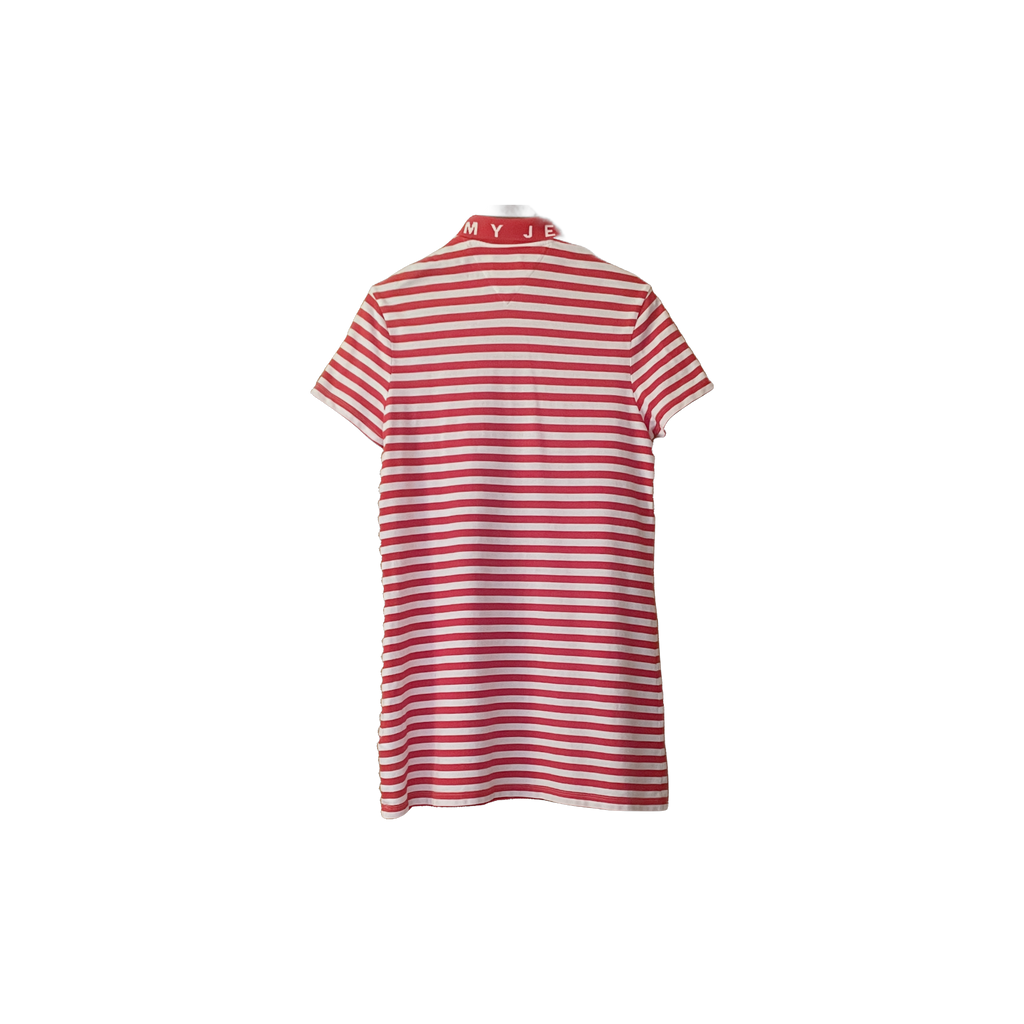 Robe polo Tommy Jeans rayée rouge et blanc taille S - vue de dos