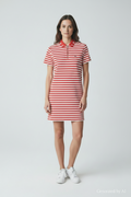Robe polo Tommy Jeans rayée rouge et blanc taille S - vue de face sur mannequin