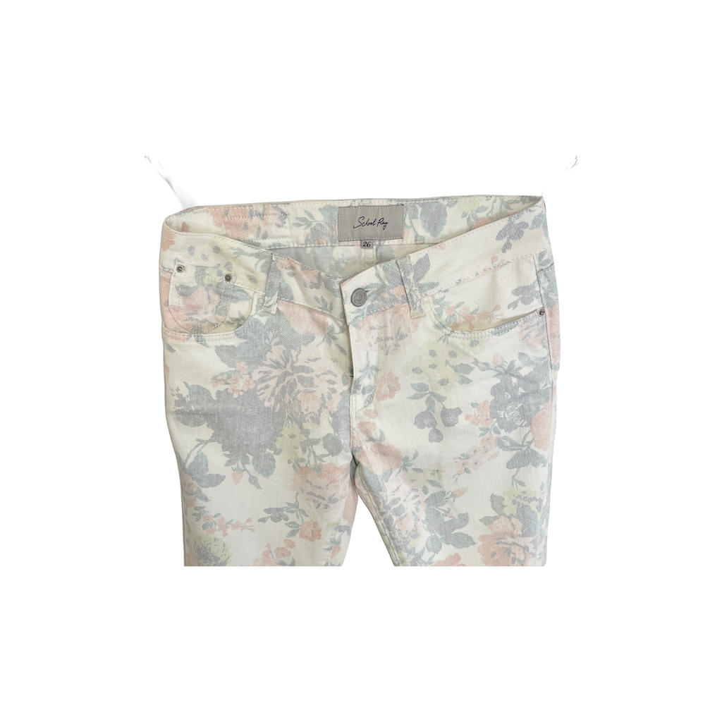 School Rag floral blanc (W26) - détail
