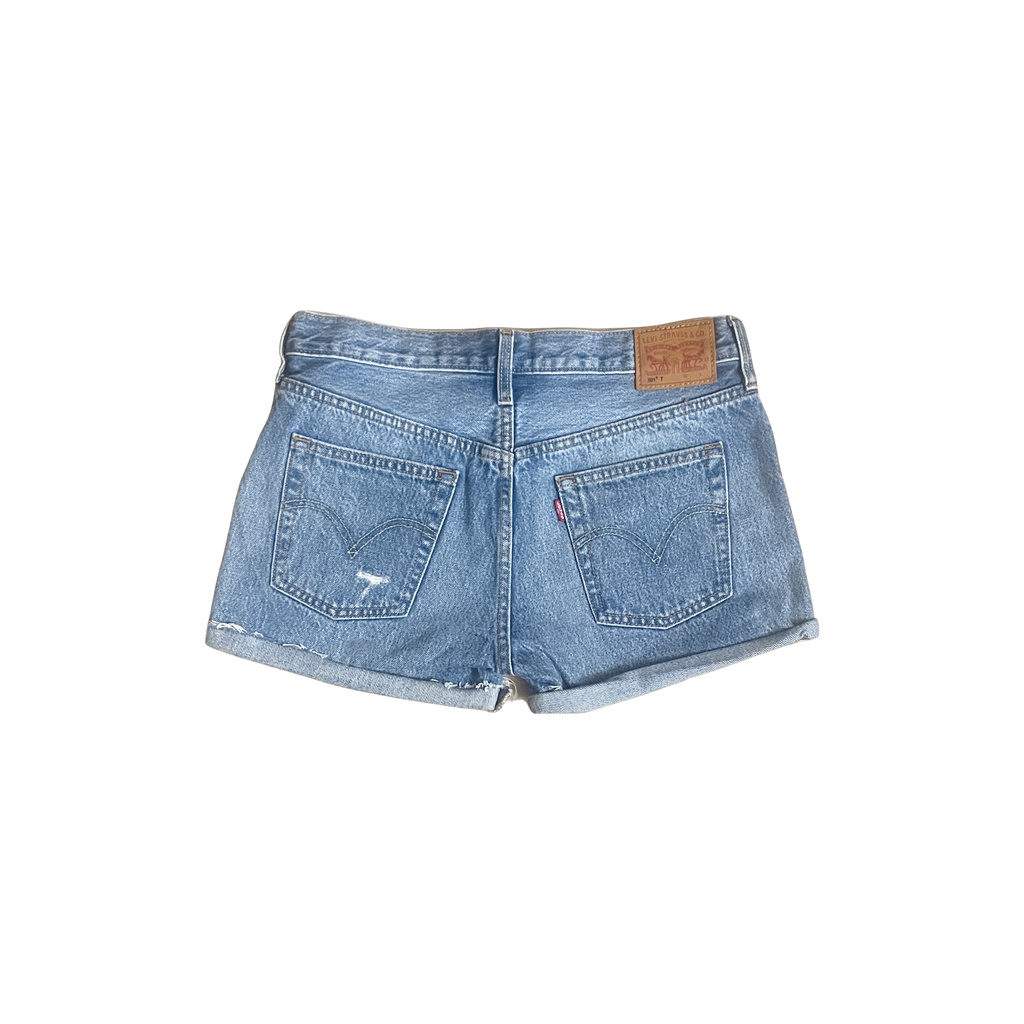 Short Levi's 501 bleu W27 revers modulable seconde main parfait état vue de dos