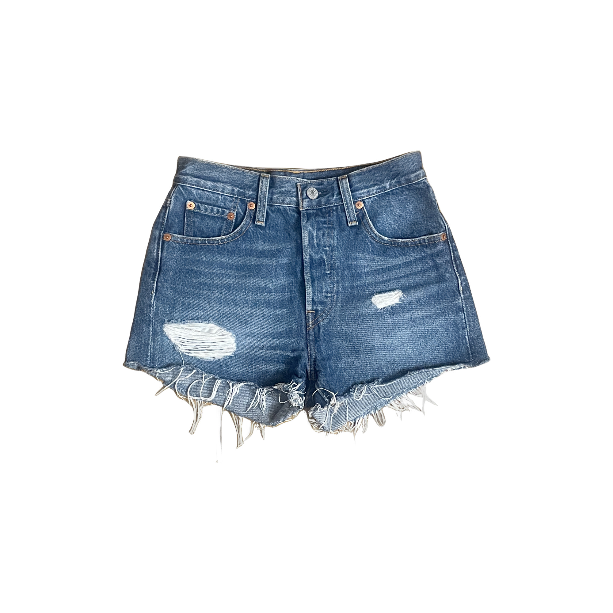 Short Levi's 501 bleu foncé W24 effet usé vintage seconde main