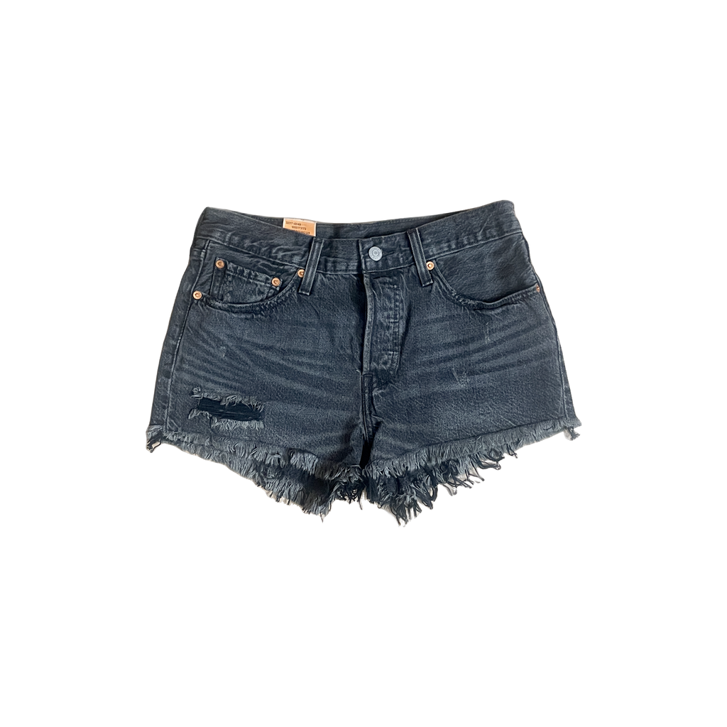 Short Levi's 501 gris charbon W27 neuf effet usé franges brutes