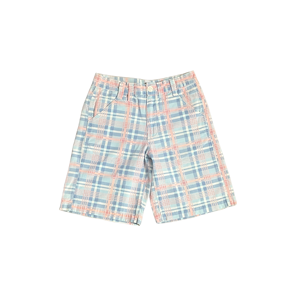 Short Phat Farm carreaux bleu rose blanc W30 recto — hip-hop seconde main vintage — Epok Label