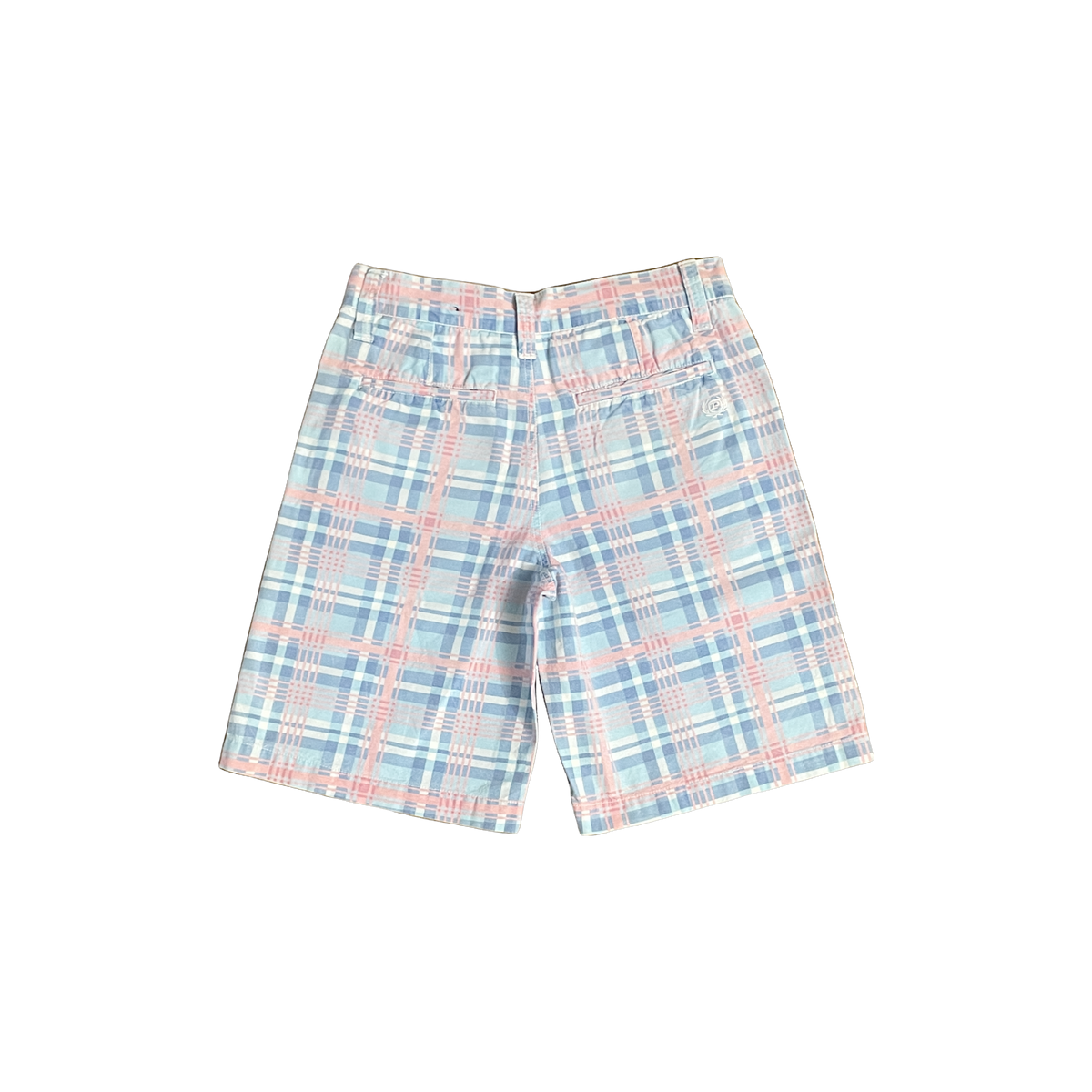 Short Phat Farm carreaux bleu rose blanc W30 verso — hip-hop seconde main vintage — Epok Label