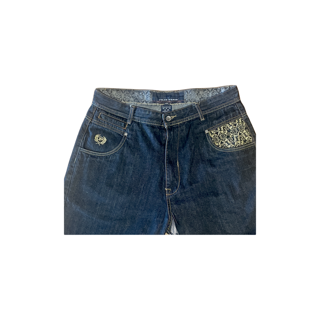 Short baggy Phat Farm denim indigo vue de détail - Epok Label