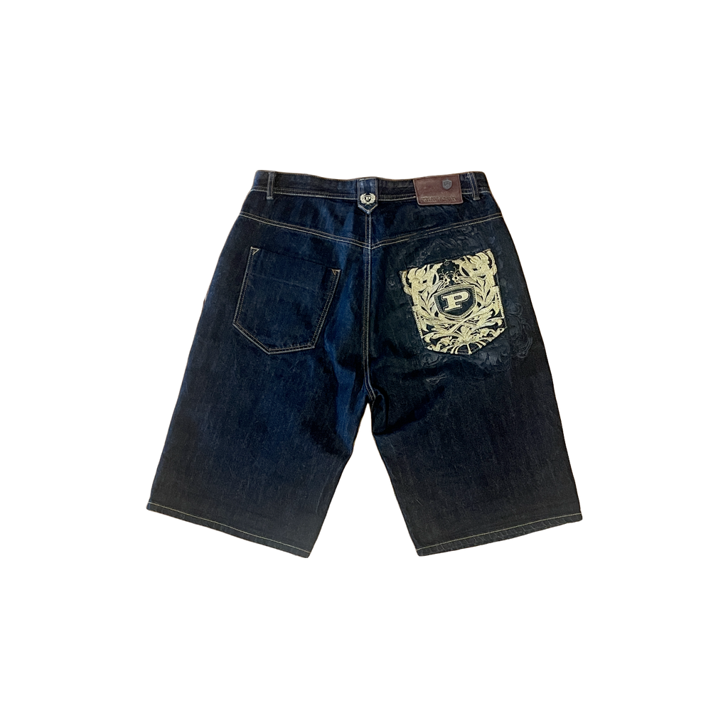 Short baggy Phat Farm denim indigo vue de dos - Epok Label