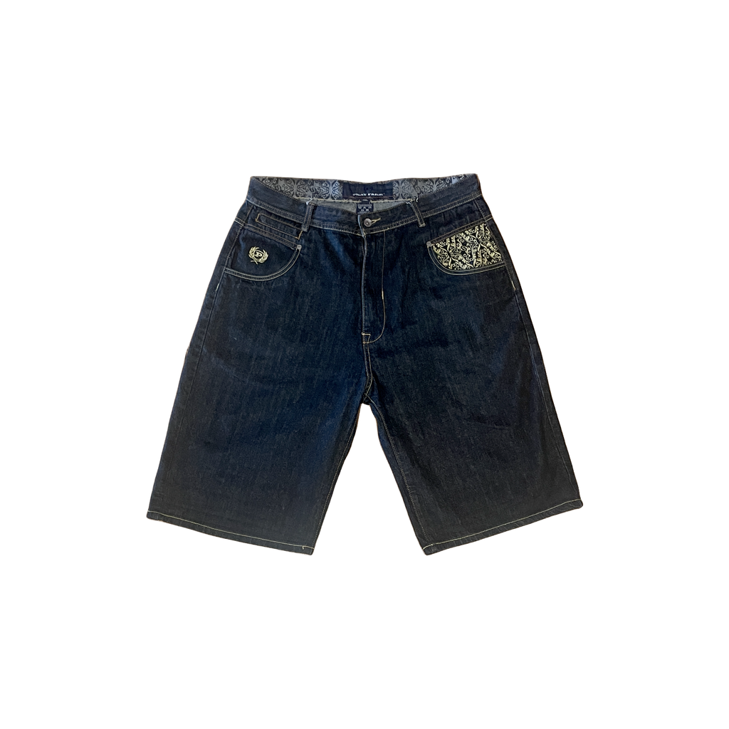 Short baggy Phat Farm denim indigo vue de face - Epok Label