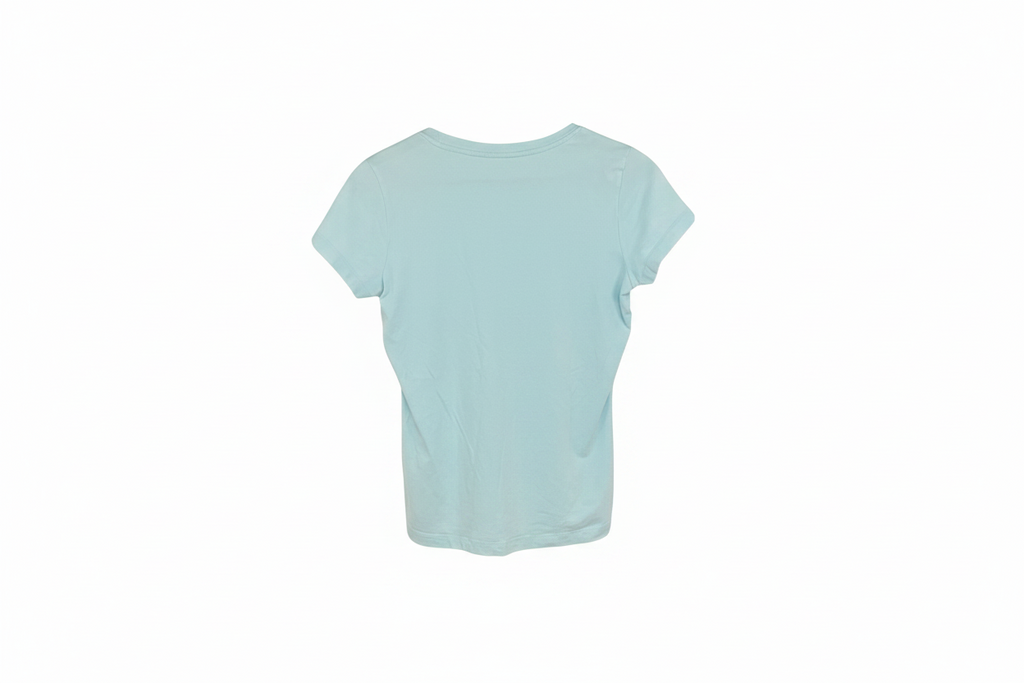T-shirt Esprit femme XL dos — bleu clair coton élasthanne manches courtes coupe ajustée — seconde main parfait état — Epok Label