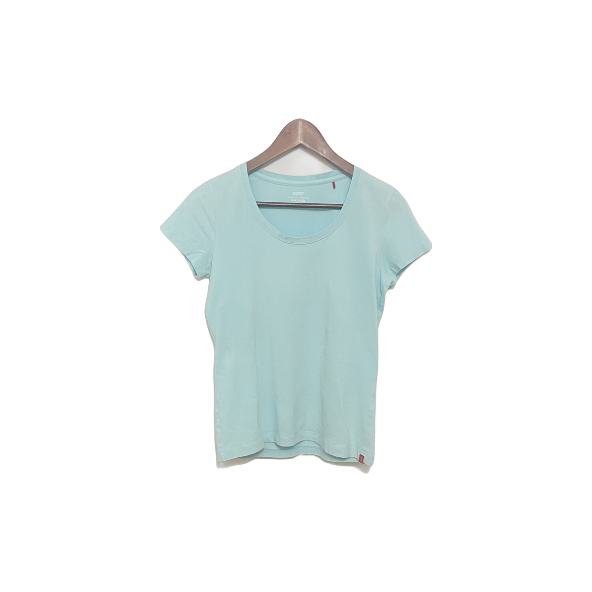 T-shirt Esprit femme XL face — bleu clair coton élasthanne manches courtes coupe ajustée — seconde main parfait état — Epok Label