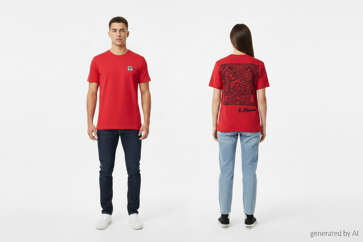 T-shirt Etudes Studio x Keith Haring rouge unisexe seconde main XS — Epok Label
