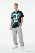 T-shirt Obey noir et bleu porté – look urbain vintage streetwear homme taille L