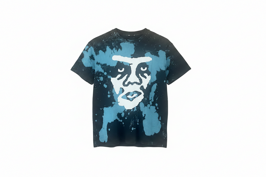 T-shirt Obey noir et bleu taille L – logo frontal graffiti streetwear vintage