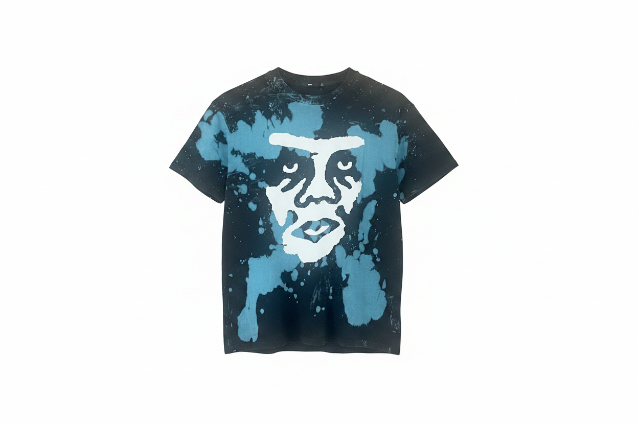T-shirt Obey noir et bleu taille L – logo frontal graffiti streetwear vintage