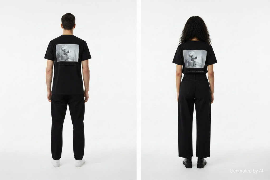T-shirt Études Studio November Rain noir S/M dos — imprimé poétique — seconde main vintage — Epok Label