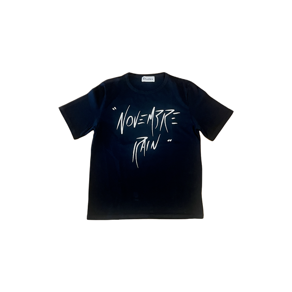 T-shirt Études Studio November Rain noir S/M recto — imprimé poétique — seconde main vintage — Epok Label