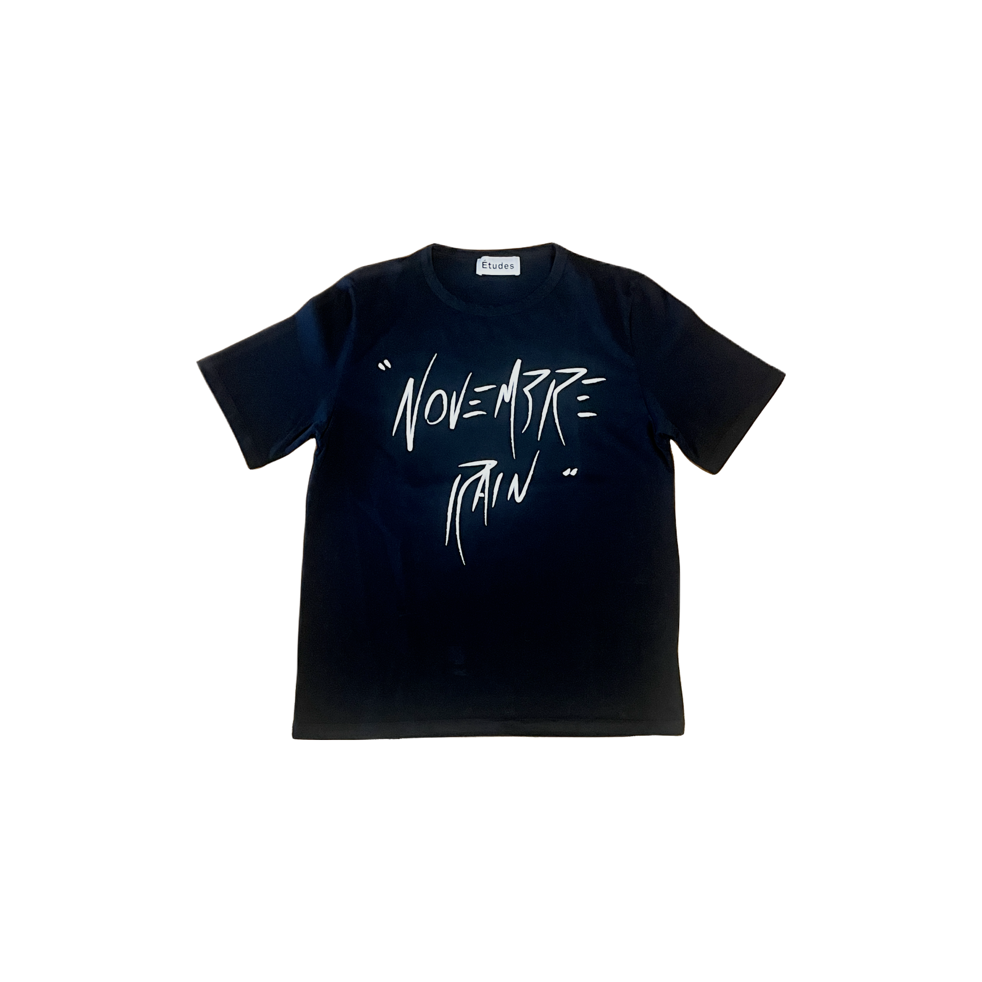 T-shirt Études Studio November Rain noir S/M recto — imprimé poétique — seconde main vintage — Epok Label