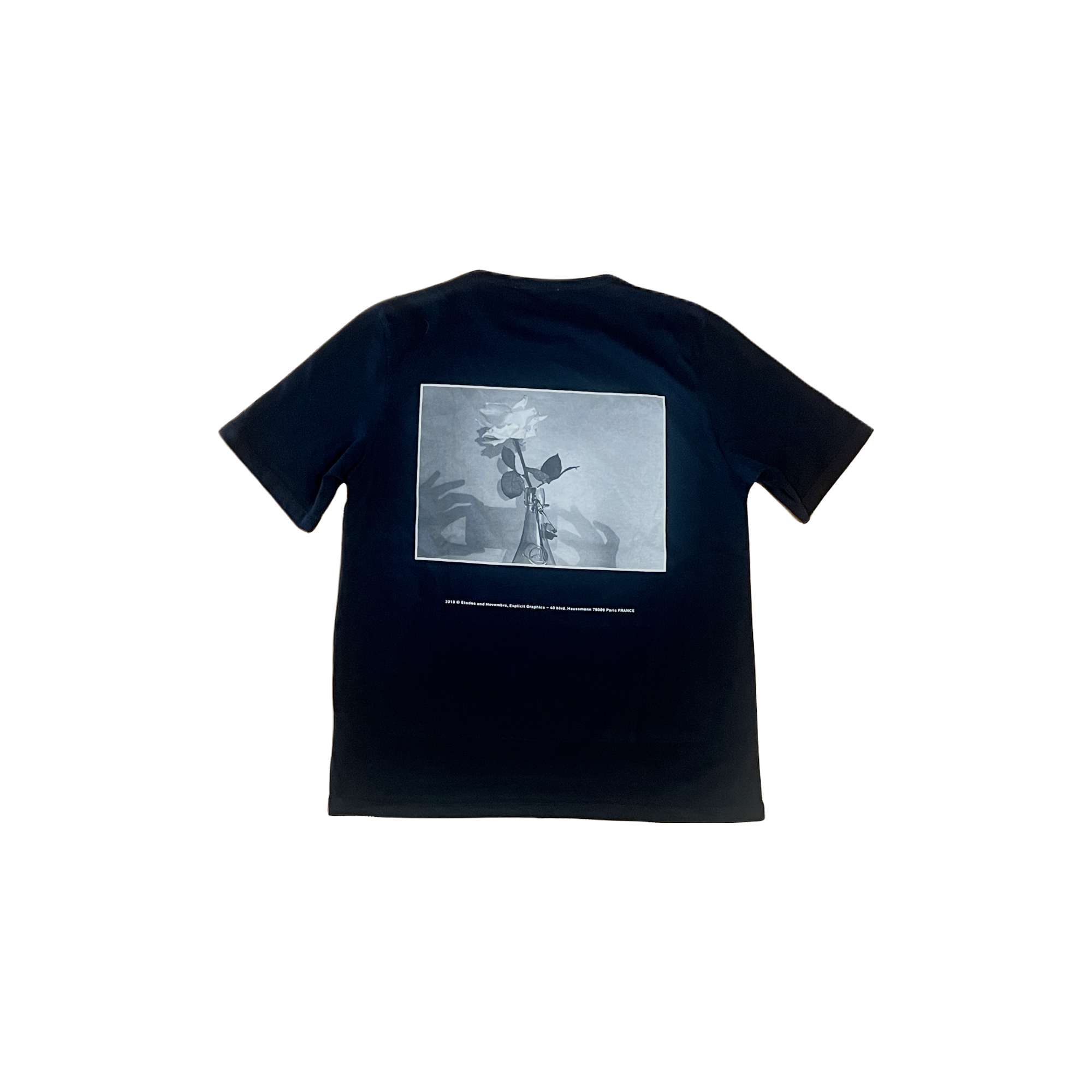 T-shirt Études Studio November Rain noir S/M verso — imprimé poétique — seconde main vintage — Epok Label