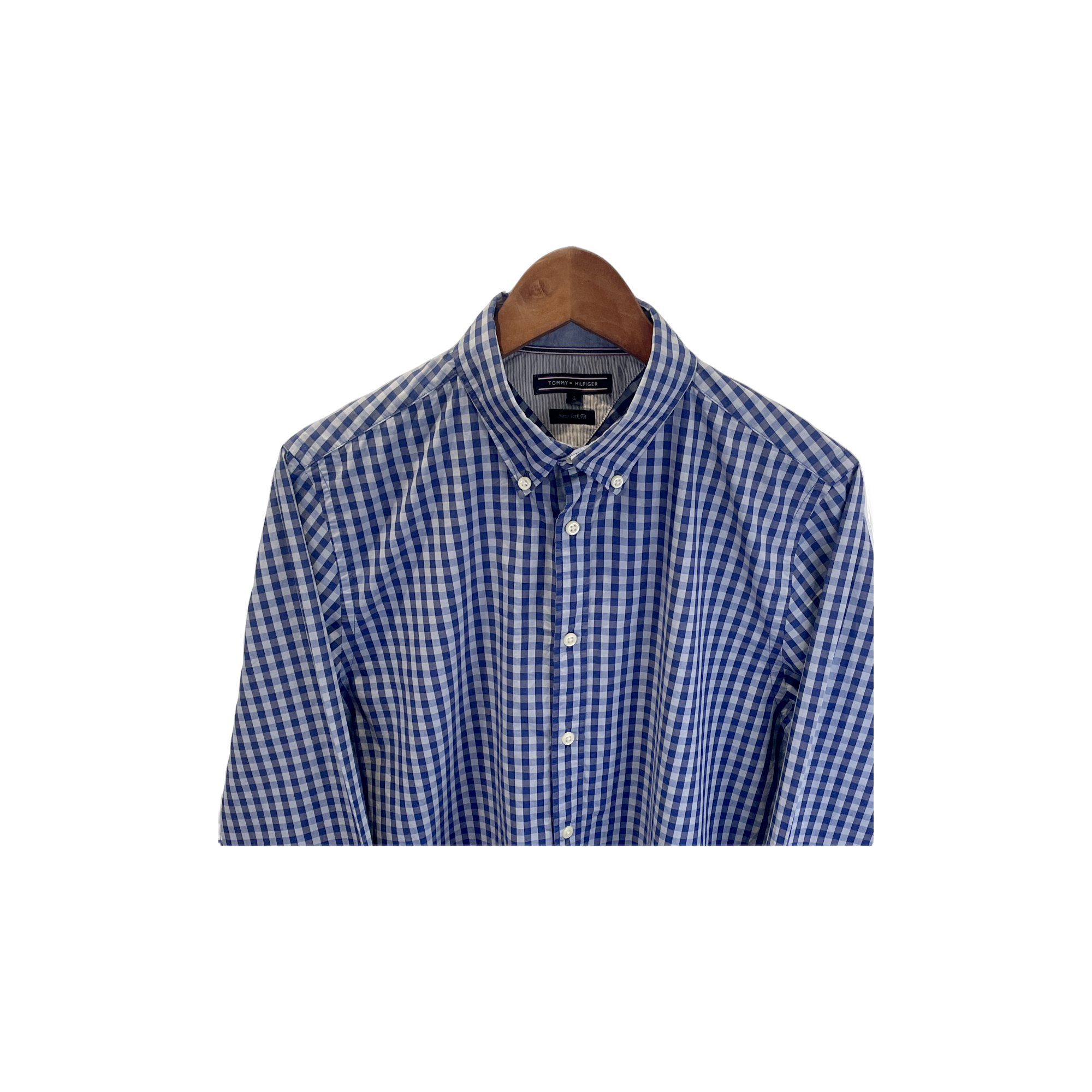 Chemise Tommy Hilfiger à carreaux bleu marine et blanc - détail