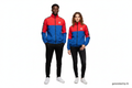 Veste Karl Kani unisexe M recto — coupe-vent oversize color-block rouge bleu col jaune logo brodé — seconde main vintage 90s — Epok Label