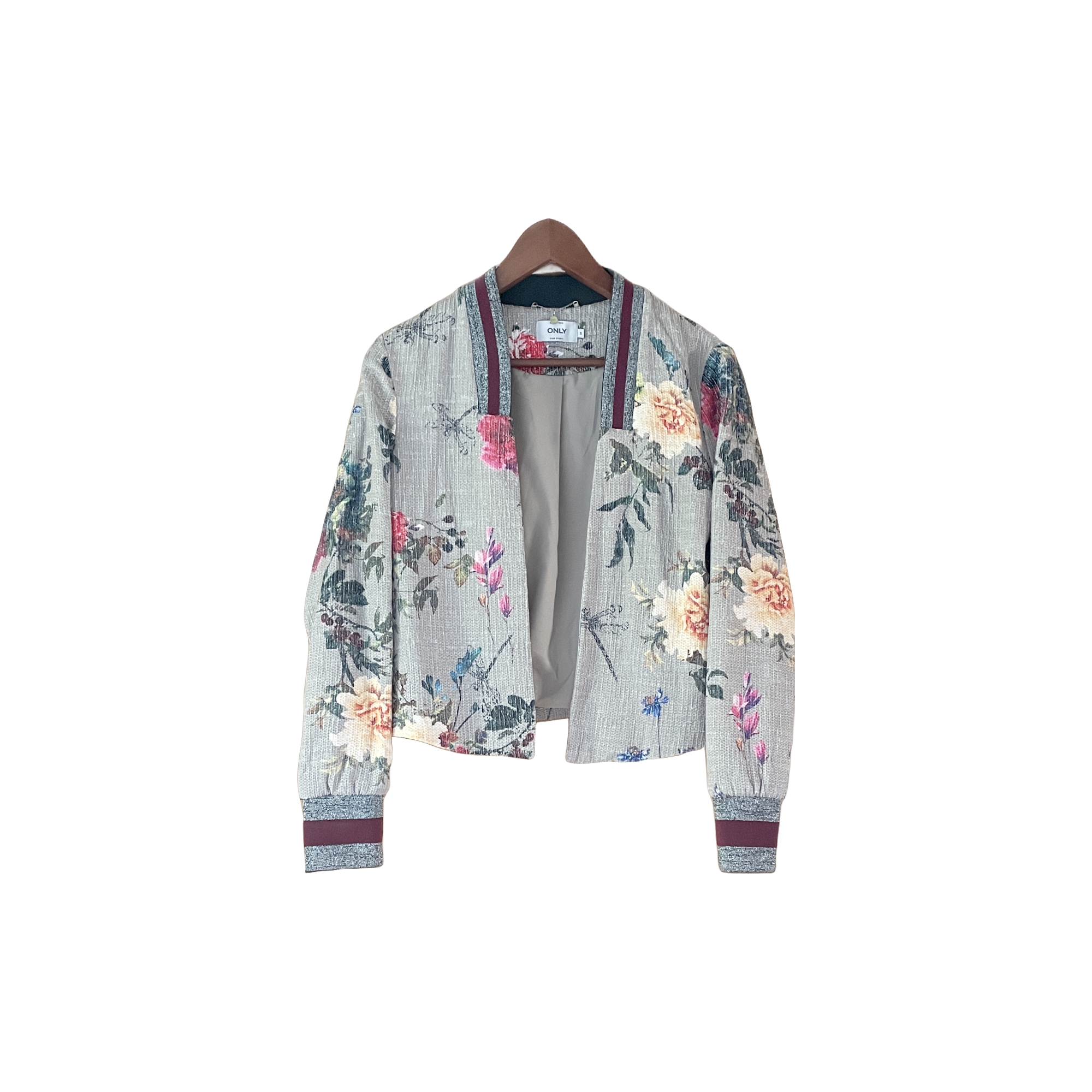 Veste Only florale grise et verte - vue de face