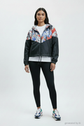Veste coupe-vent Nike noir et floral seconde main M — Epok Label