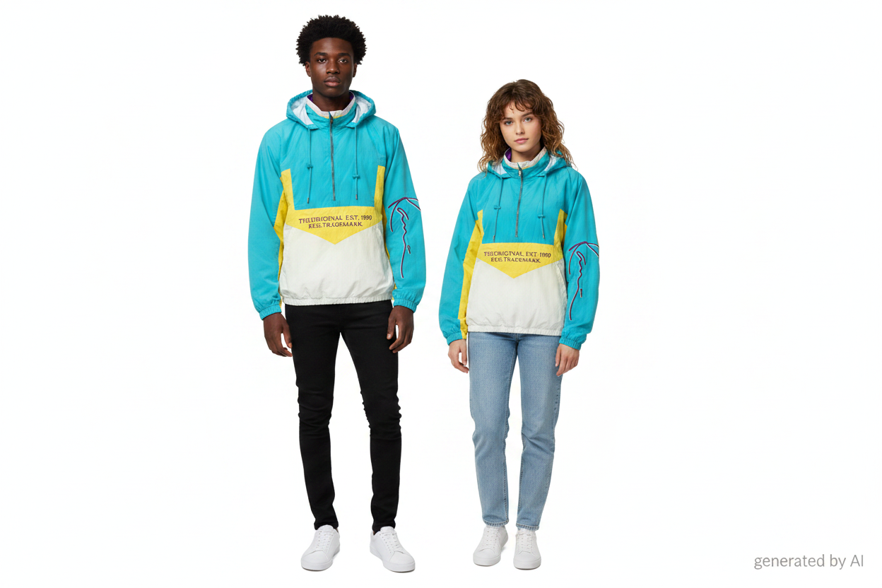 Anorak Karl Kani turquoise jaune duo mannequin
