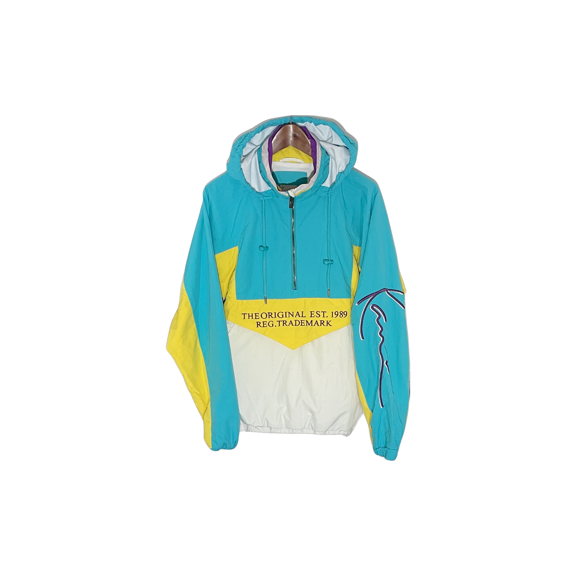 Veste Karl Kani bleu jaune blanc - vue de face