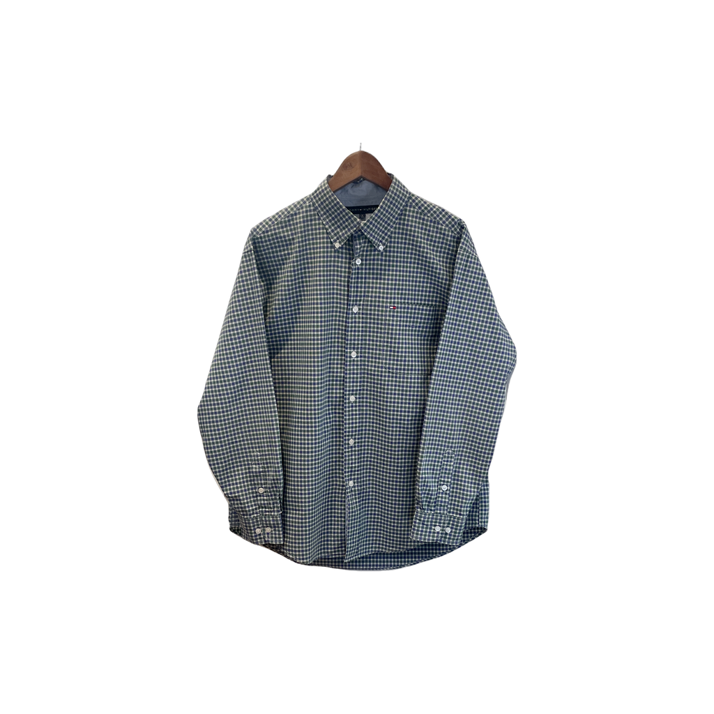 Chemise Tommy Hilfiger à carreaux blanc et bleu - vue de face