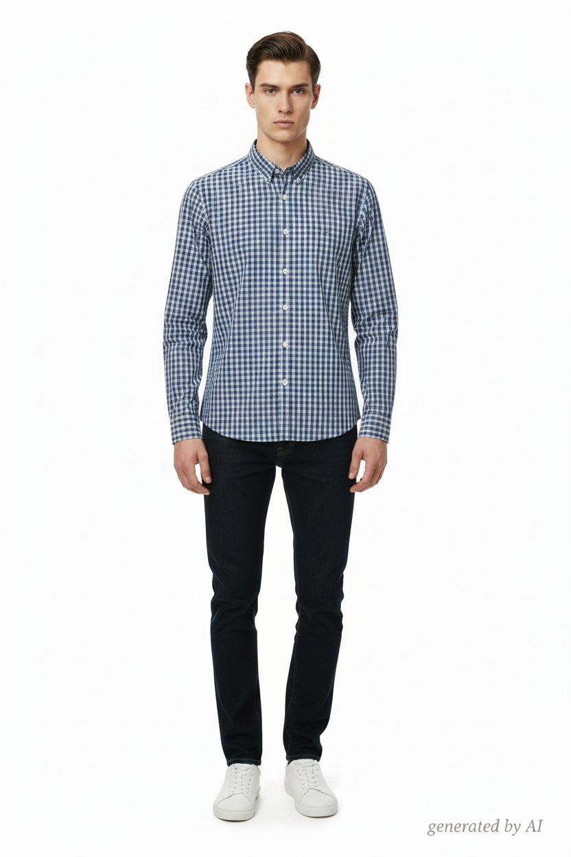 Chemise carreaux bleus - sans logo