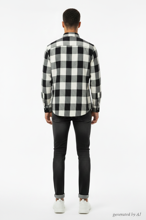 Chemise carreaux noir/blanc - vue de dos