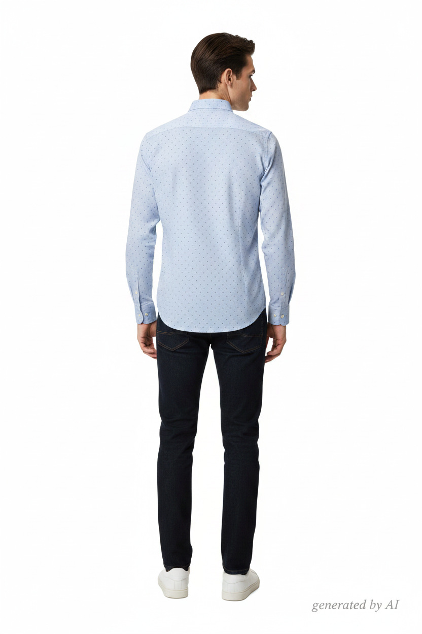 Chemise Tommy Hilfiger bleu ciel micro-motifs - vue de dos