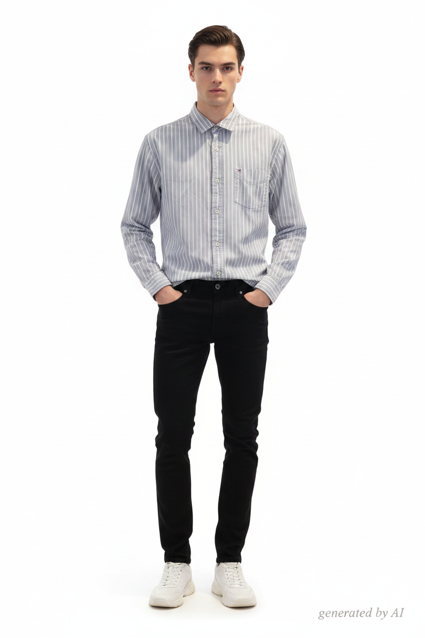 Chemise Tommy Hilfiger rayée bleu/blanc - vue de face