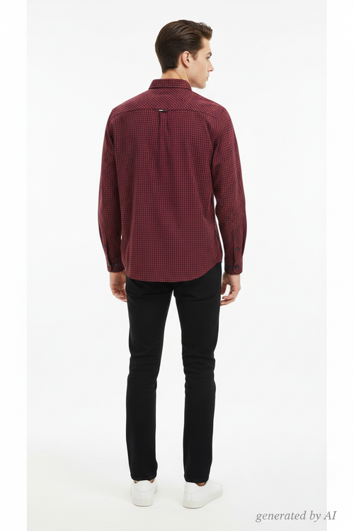 Chemise Tommy Jeans bordeaux carreaux - vue de dos