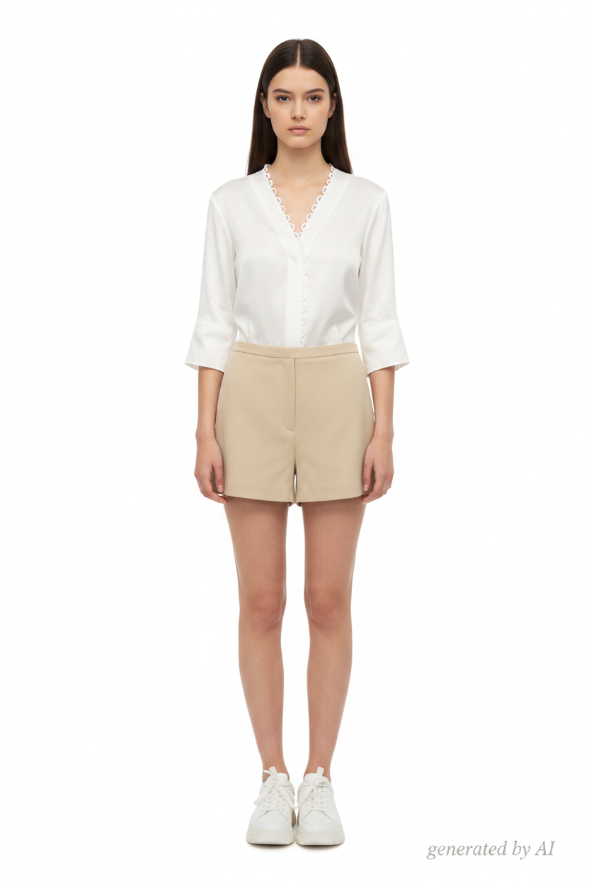 Combi-short blanc/beige - short - vue de face