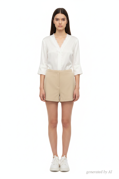 Combi-short blanc/beige - short - vue de face