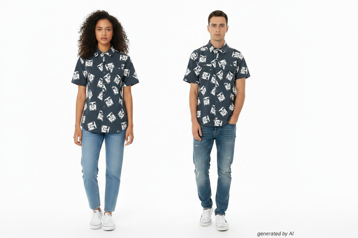 Duo mannequin chemise Obey côte à côte