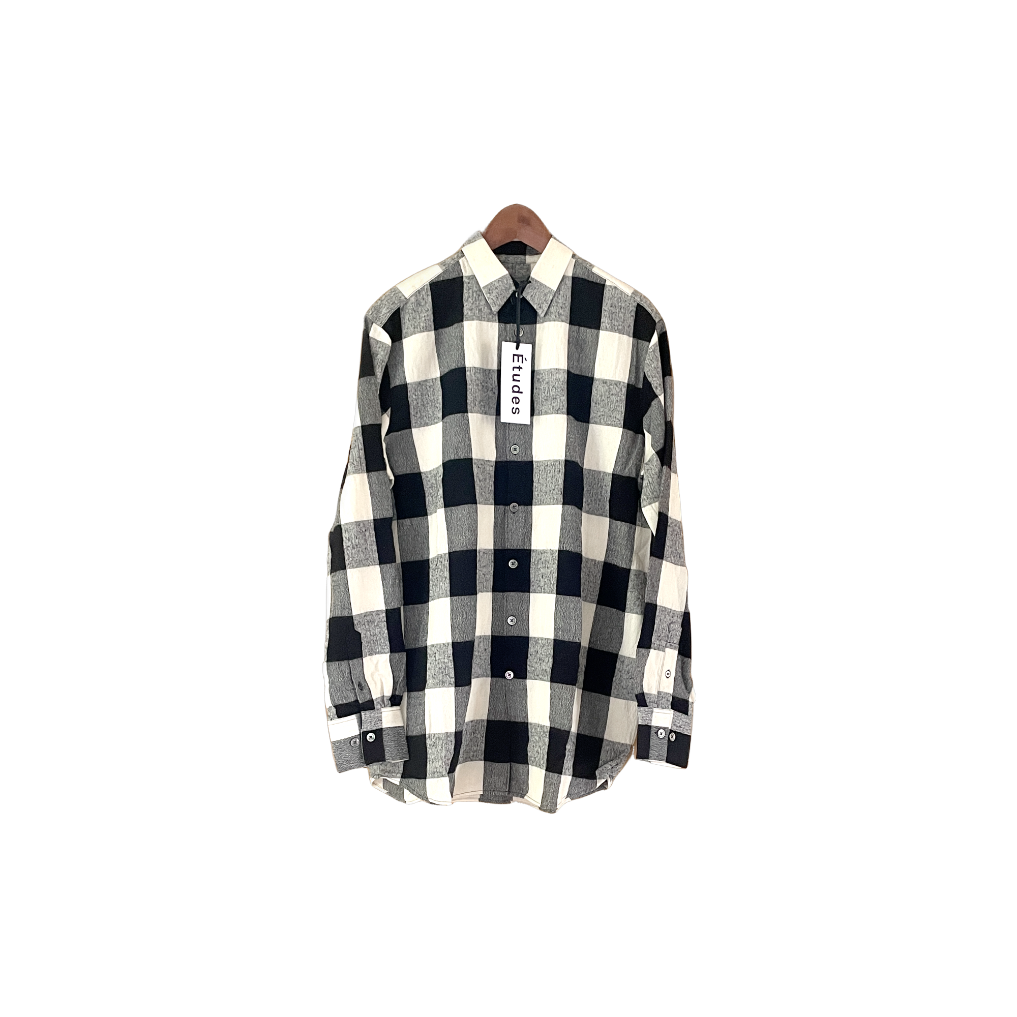 Chemise Etudes Studio à carreaux blanc et noir - vue de face