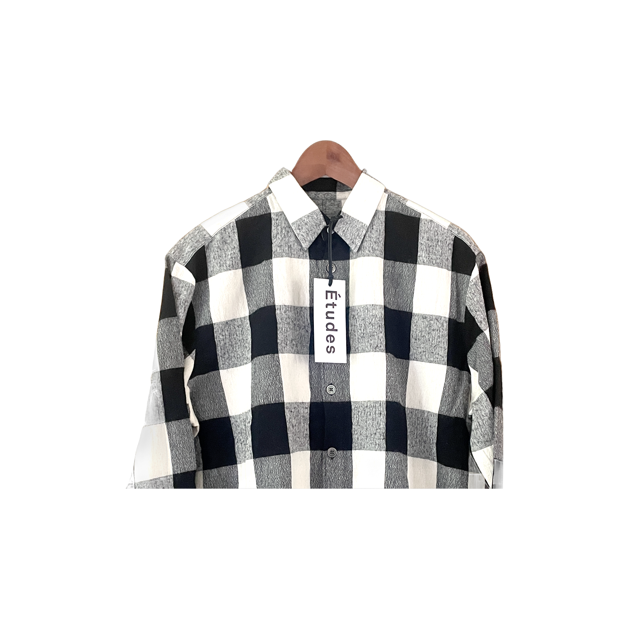 Chemise Etudes Studio à carreaux blanc et noir - détail
