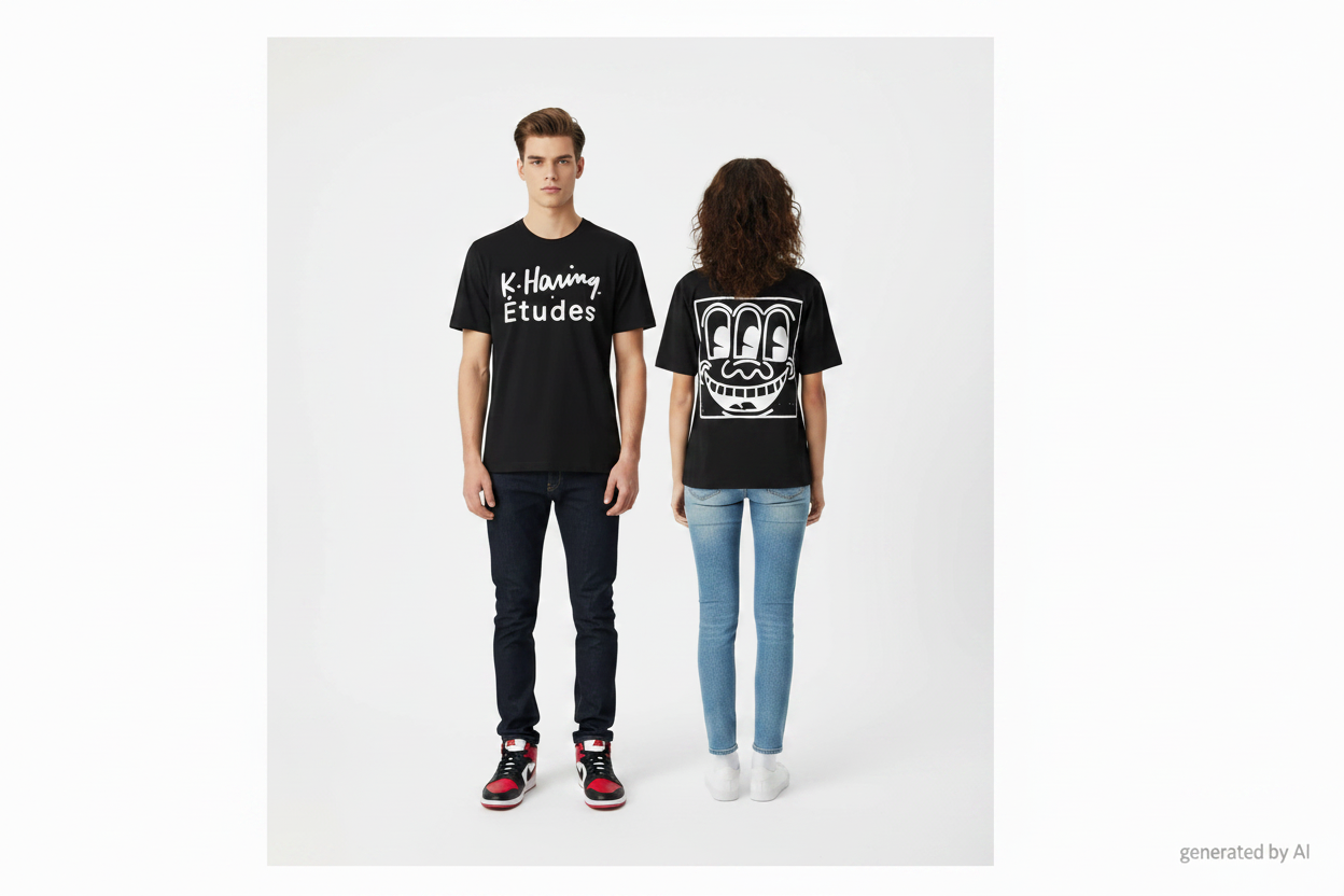 Homme face + Femme dos – T-shirt K.Haring Études