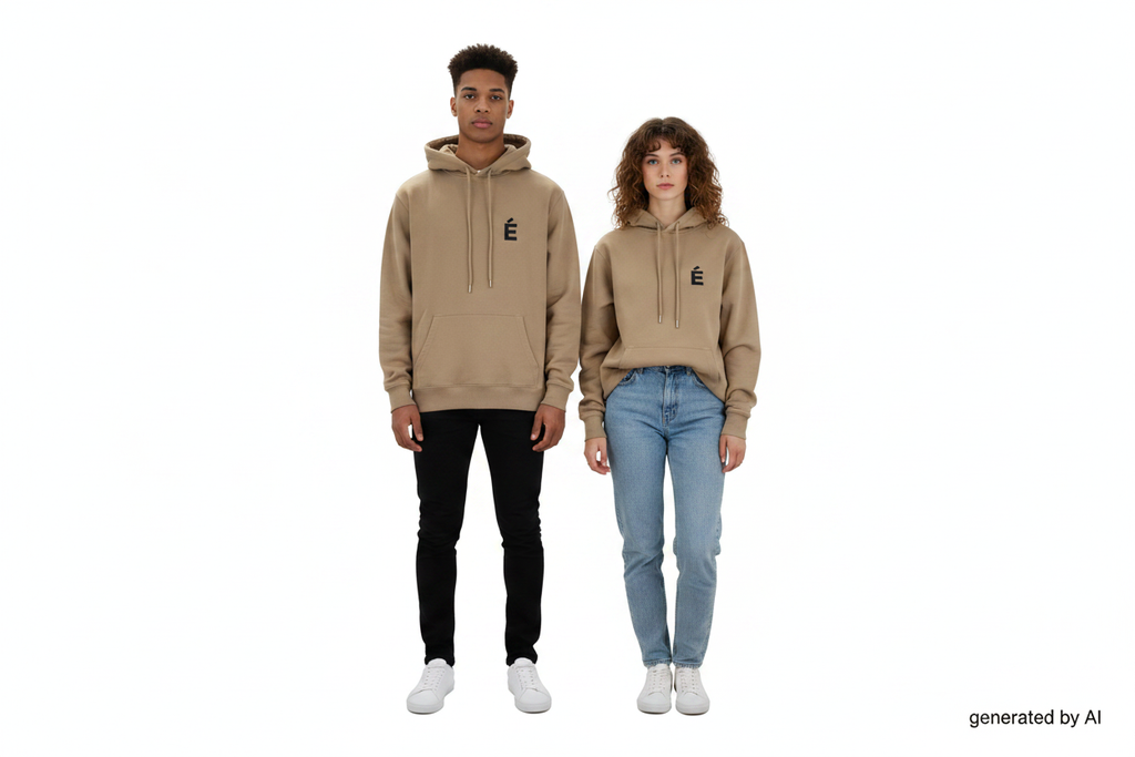 Hoodie Études sable cordons assortis duo mannequin