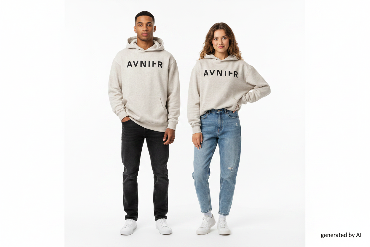 Sweat à capuche unisexe Avnier gris chiné (M) / Parfait état
