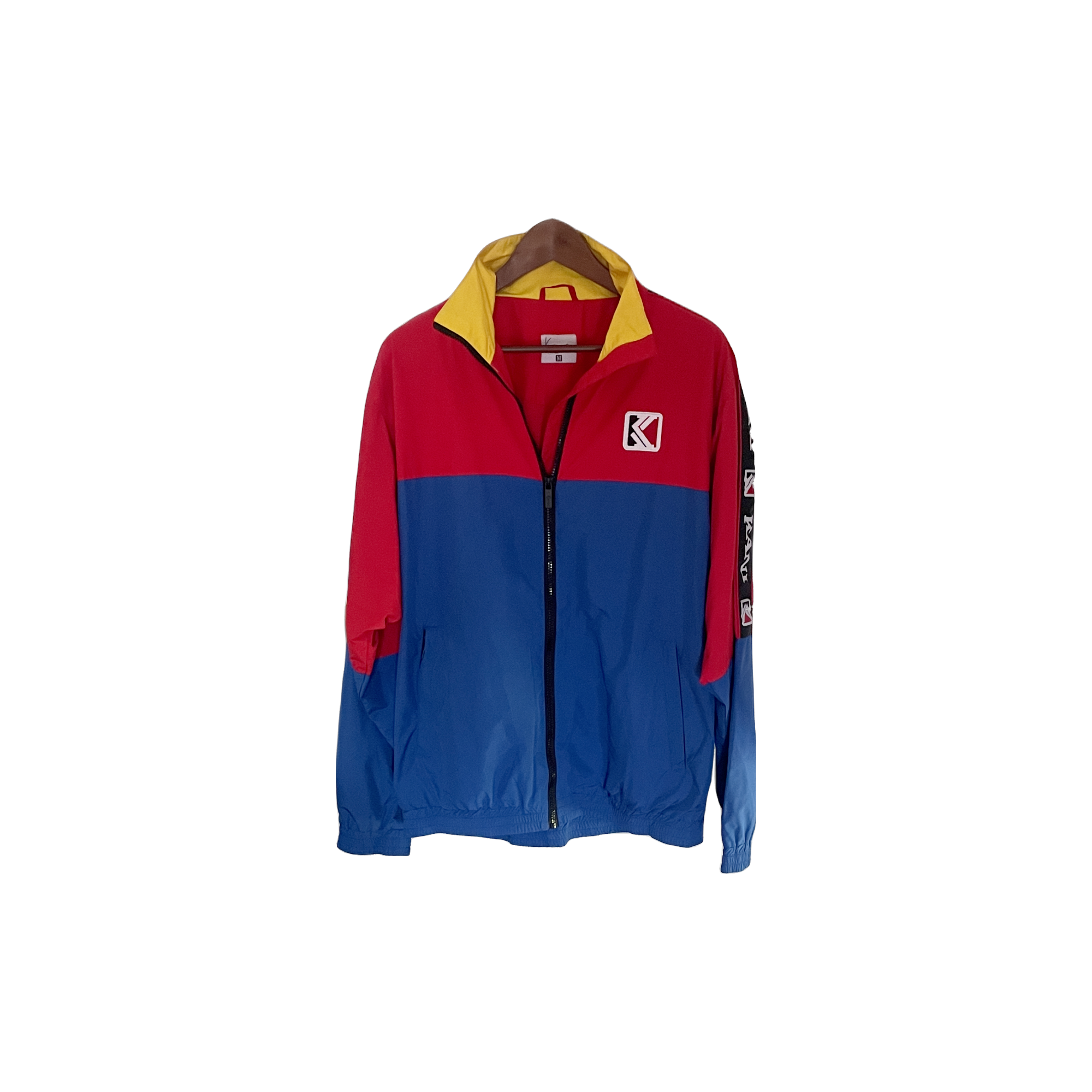 Veste Karl Kani rouge et bleu - vue de face col ouvert