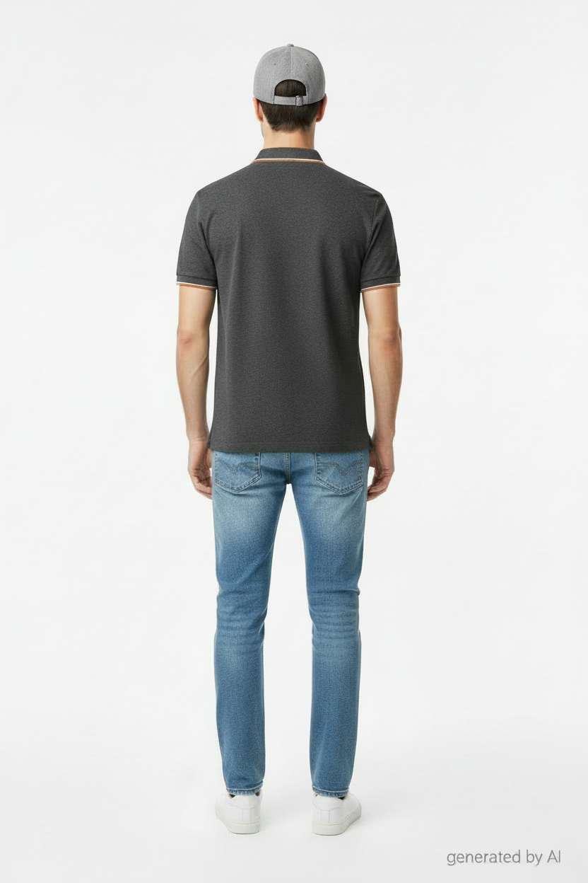 Polo Lacoste gris - vue de dos