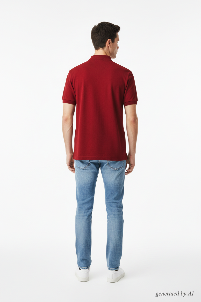 Polo Lacoste rouge légèrement plus sombre - dos