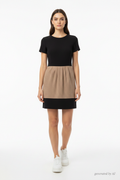 Robe Bash colorblock noir beige suédine mannequin baskets